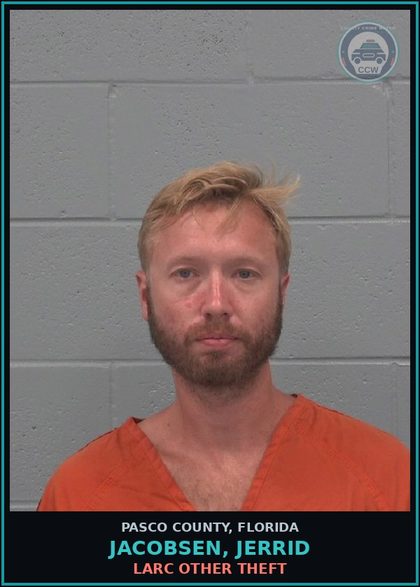 CCW arrest card for JACOBSEN, JERRID in Pasco County: LARC OTHER THEFT