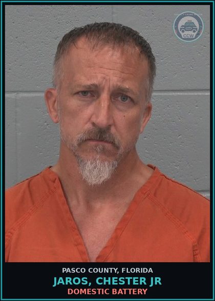CCW arrest card for JAROS, CHESTER JR in Pasco County: DOMESTIC BATTERY