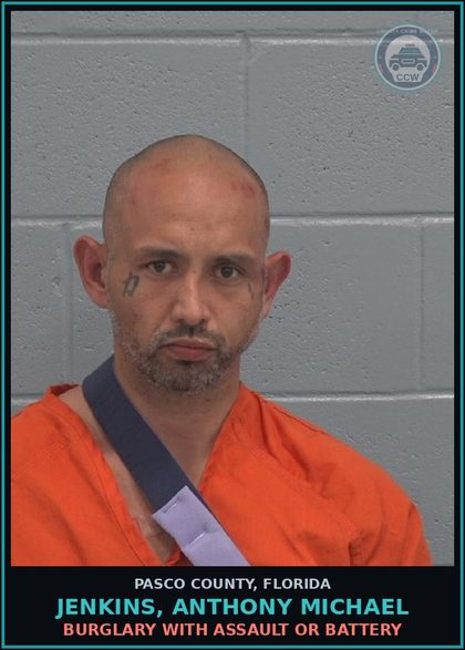 CCW arrest card for JENKINS, ANTHONY MICHAEL in Pasco County: BURGLARY WITH ASSAULT OR BATTERY
