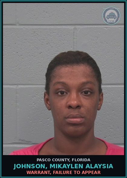 CCW arrest card for JOHNSON, MIKAYLEN ALAYSIA in Pasco County: WARRANT, FAILURE TO APPEAR