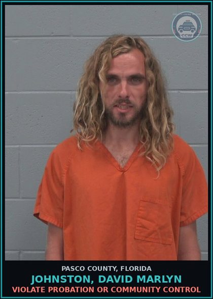 CCW arrest card for JOHNSTON, DAVID MARLYN in Pasco County: VIOLATE PROBATION OR COMMUNITY CONTROL