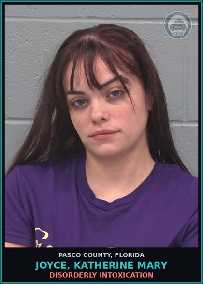 CCW arrest card for JOYCE, KATHERINE MARY in Pasco County: DISORDERLY INTOXICATION