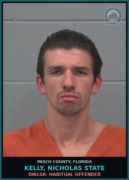 CCW arrest card for KELLY, NICHOLAS STATE in Pasco County: DWLSR- HABITUAL OFFENDER