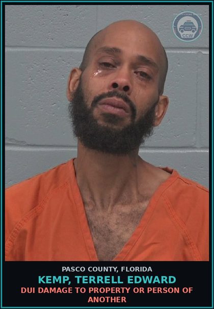 CCW arrest card for KEMP, TERRELL EDWARD in Pasco County: DUI DAMAGE TO PROPERTY OR PERSON OF ANOTHER