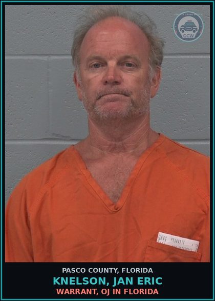 CCW arrest card for KNELSON, JAN ERIC in Pasco County: WARRANT, OJ IN FLORIDA