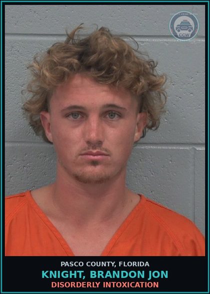 CCW arrest card for KNIGHT, BRANDON JON in Pasco County: DISORDERLY INTOXICATION