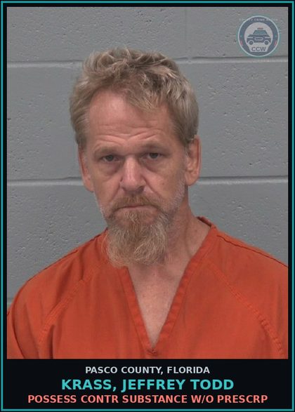 CCW arrest card for KRASS, JEFFREY TODD in Pasco County: POSSESS contr substance W/O PRESCRIPTION