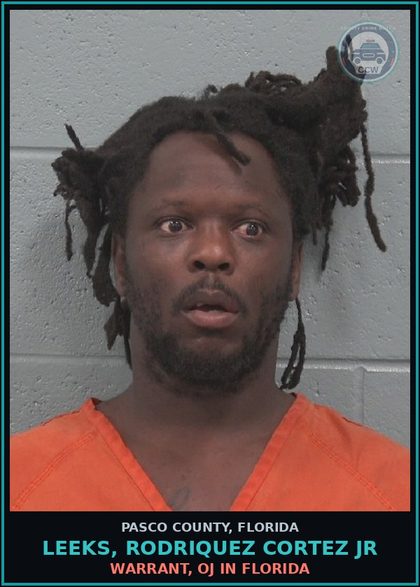 CCW arrest card for LEEKS, RODRIQUEZ CORTEZ JR in Pasco County: WARRANT, OJ IN FLORIDA