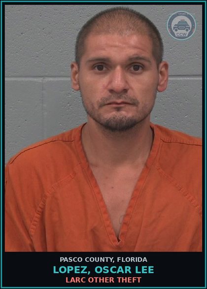 CCW arrest card for LOPEZ, OSCAR LEE in Pasco County: LARC OTHER THEFT
