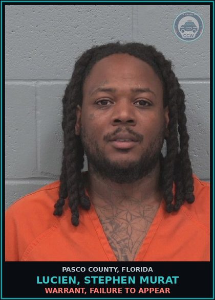 CCW arrest card for LUCIEN, STEPHEN MURAT in Pasco County: WARRANT, FAILURE TO APPEAR