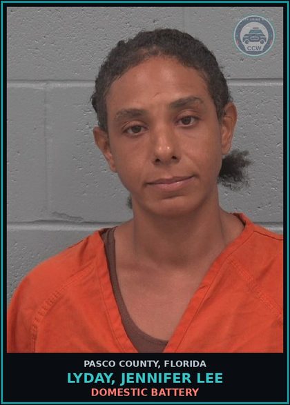 CCW arrest card for LYDAY, JENNIFER LEE in Pasco County: DOMESTIC BATTERY