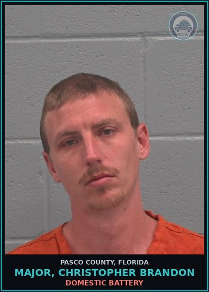 CCW arrest card for MAJOR, CHRISTOPHER BRANDON in Pasco County: DOMESTIC BATTERY