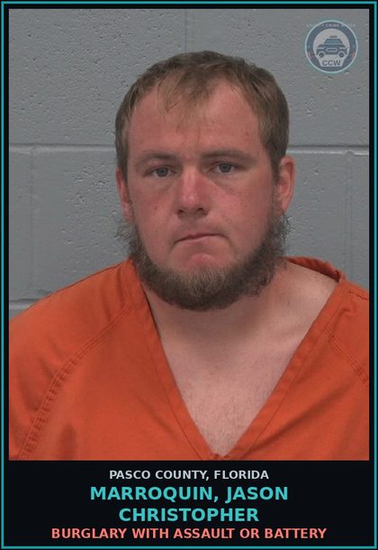 CCW arrest card for MARROQUIN, JASON CHRISTOPHER in Pasco County: BURGLARY WITH ASSAULT OR BATTERY