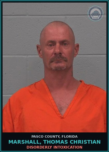 CCW arrest card for MARSHALL, THOMAS CHRISTIAN in Pasco County: DISORDERLY INTOXICATION