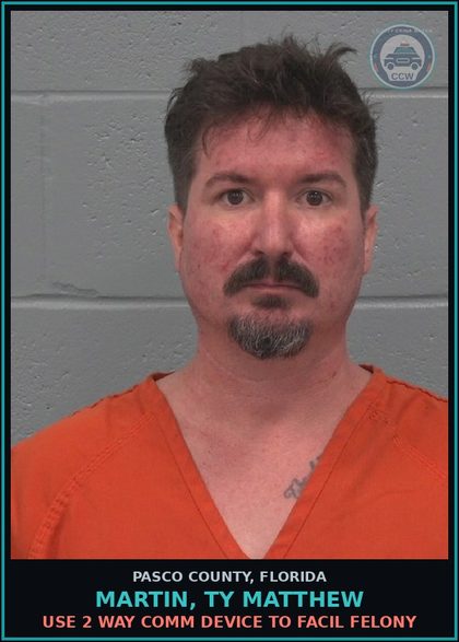 CCW arrest card for MARTIN, TY MATTHEW in Pasco County: 18+ YOA MOLEST VICTIM 12-16 YOA