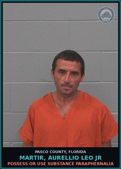 CCW arrest card for MARTIR, AURELLIO LEO JR in Pasco County: POSSESS OR USE DRUG PARAPHERNALIA