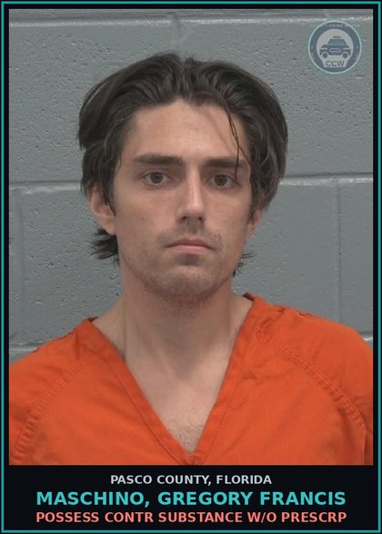 CCW arrest card for MASCHINO, GREGORY FRANCIS in Pasco County: POSSESS contr substance W/O PRESCRIPTION