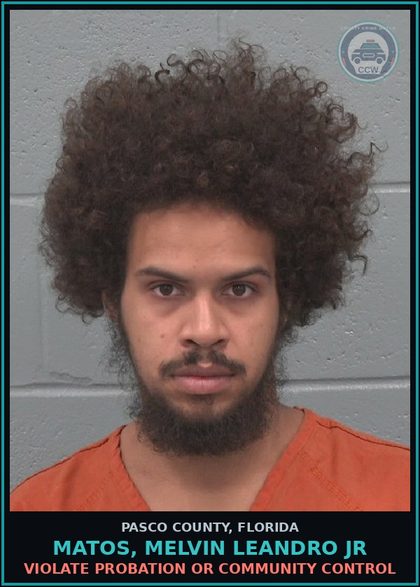 CCW arrest card for MATOS, MELVIN LEANDRO JR in Pasco County: VIOLATE PROBATION OR COMMUNITY CONTROL