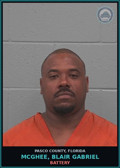 CCW arrest card for MCGHEE, BLAIR GABRIEL in Pasco County: BATTERY