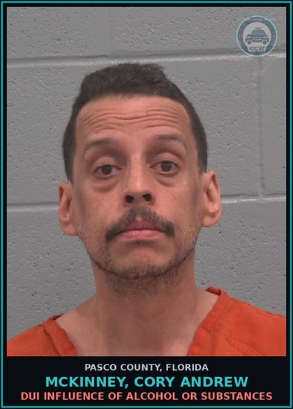 CCW arrest card for MCKINNEY, CORY ANDREW in Pasco County: DUI INFLUENCE OF ALCOHOL OR DRUGS