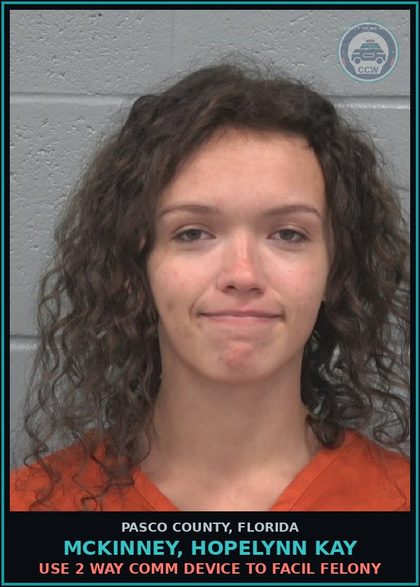 CCW arrest card for MCKINNEY, HOPELYNN KAY in Pasco County: USE 2 WAY COMM DEVICE TO FACIL FELONY