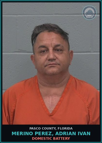 CCW arrest card for MERINO PEREZ, ADRIAN IVAN in Pasco County: DOMESTIC BATTERY