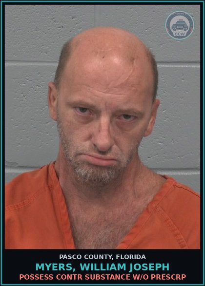 CCW arrest card for MYERS, WILLIAM JOSEPH in Pasco County: POSSESS contr substance W/O PRESCRIPTION