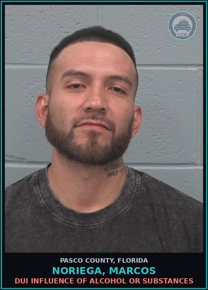 CCW arrest card for NORIEGA, MARCOS in Pasco County: DUI INFLUENCE OF ALCOHOL OR DRUGS