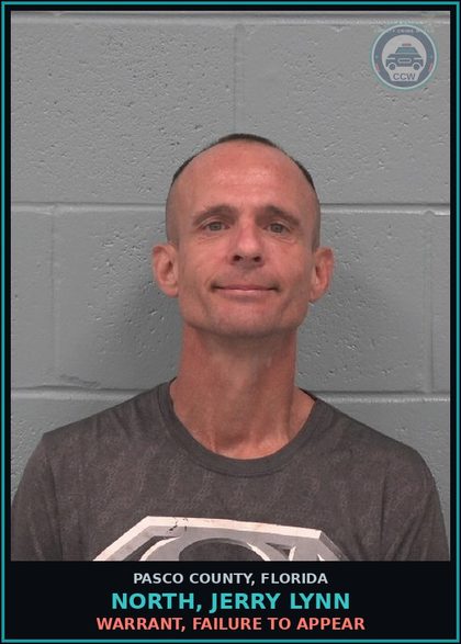 CCW arrest card for NORTH, JERRY LYNN in Pasco County: WARRANT, FAILURE TO APPEAR