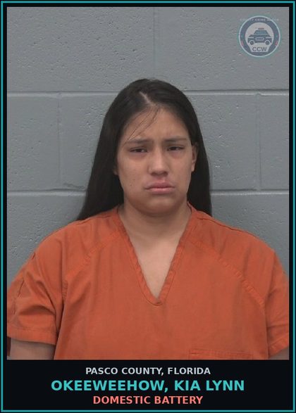 CCW arrest card for OKEEWEEHOW, KIA LYNN in Pasco County: DOMESTIC BATTERY