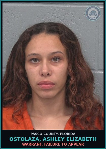 CCW arrest card for OSTOLAZA, ASHLEY ELIZABETH in Pasco County: WARRANT, FAILURE TO APPEAR