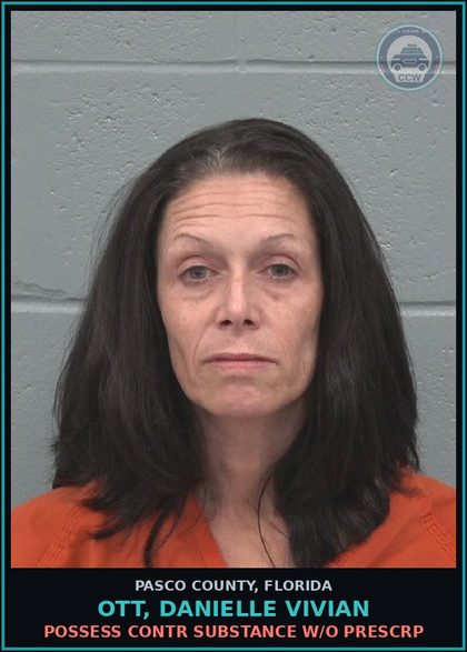 CCW arrest card for OTT, DANIELLE VIVIAN in Pasco County: POSSESS contr substance W/O PRESCRIPTION
