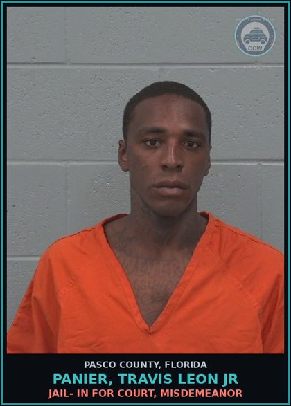 CCW arrest card for PANIER, TRAVIS LEON JR in Pasco County: JAIL- IN FOR COURT, MISDEMEANOR
