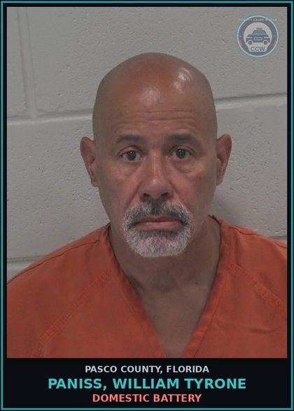 CCW arrest card for PANISS, WILLIAM TYRONE in Pasco County: DOMESTIC BATTERY