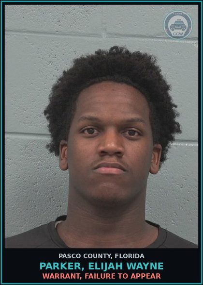 CCW arrest card for PARKER, ELIJAH WAYNE in Pasco County: WARRANT, FAILURE TO APPEAR