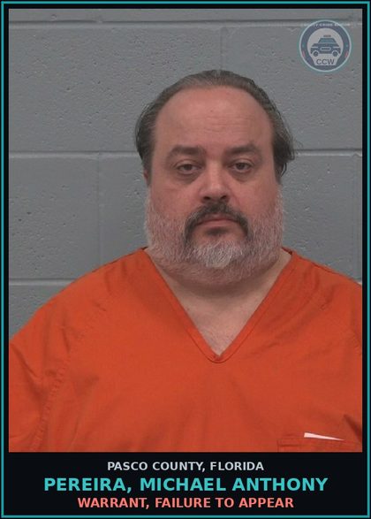 CCW arrest card for PEREIRA, MICHAEL ANTHONY in Pasco County: WARRANT, FAILURE TO APPEAR