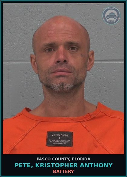 CCW arrest card for PETE, KRISTOPHER ANTHONY in Pasco County: BATTERY