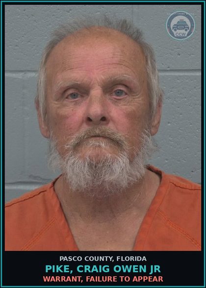 CCW arrest card for PIKE, CRAIG OWEN JR in Pasco County: WARRANT, FAILURE TO APPEAR