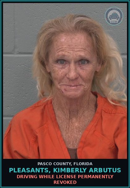 CCW arrest card for PLEASANTS, KIMBERLY ARBUTUS in Pasco County: DRIVING WHILE LICENSE PERMANENTLY REVOKED