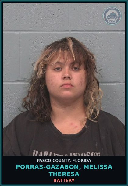 CCW arrest card for PORRAS-GAZABON, MELISSA THERESA in Pasco County: BATTERY