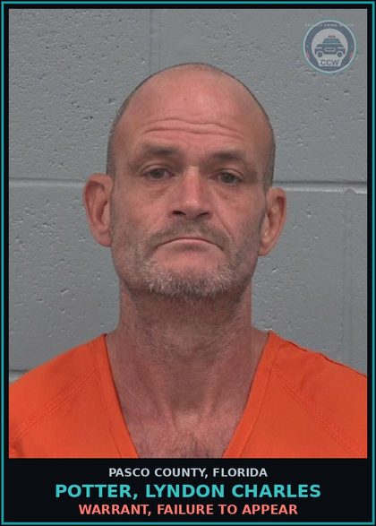 CCW arrest card for POTTER, LYNDON CHARLES in Pasco County: WARRANT, FAILURE TO APPEAR