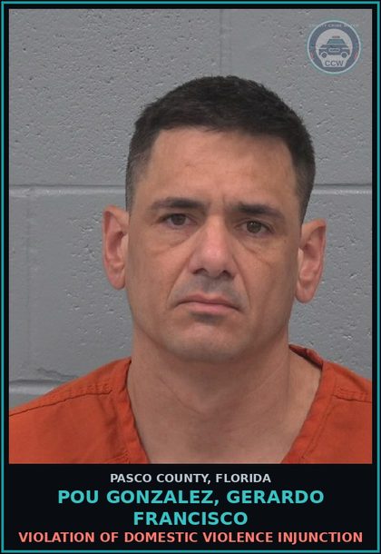 CCW arrest card for POU GONZALEZ, GERARDO FRANCISCO in Pasco County: VIOLATION OF DOMESTIC VIOLENCE INJUNCTION