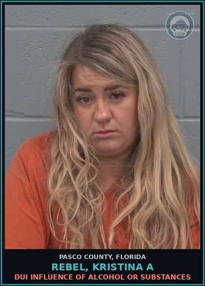 CCW arrest card for REBEL, KRISTINA A in Pasco County: DUI INFLUENCE OF ALCOHOL OR DRUGS