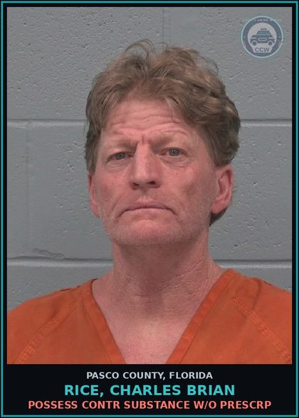 CCW arrest card for RICE, CHARLES BRIAN in Pasco County: POSSESS contr substance W/O PRESCRIPTION
