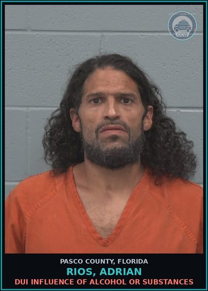 CCW arrest card for RIOS, ADRIAN in Pasco County: DUI INFLUENCE OF ALCOHOL OR DRUGS
