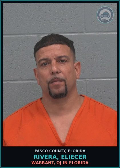 CCW arrest card for RIVERA, ELIECER in Pasco County: WARRANT, OJ IN FLORIDA
