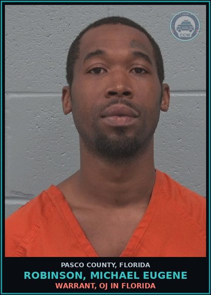 CCW arrest card for ROBINSON, MICHAEL EUGENE in Pasco County: WARRANT, OJ IN FLORIDA