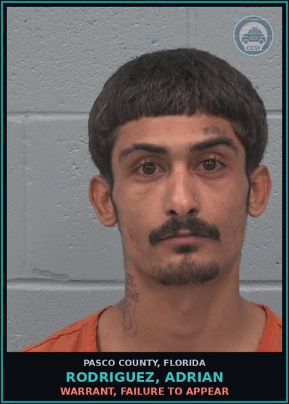 CCW arrest card for RODRIGUEZ, ADRIAN in Pasco County: WARRANT, FAILURE TO APPEAR