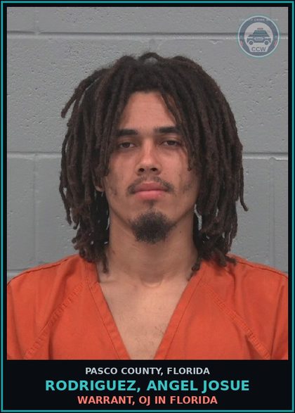 CCW arrest card for RODRIGUEZ, ANGEL JOSUE in Pasco County: WARRANT, OJ IN FLORIDA
