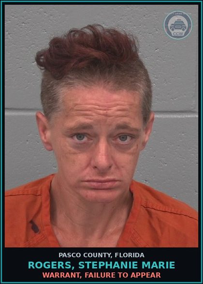 CCW arrest card for ROGERS, STEPHANIE MARIE in Pasco County: WARRANT, FAILURE TO APPEAR